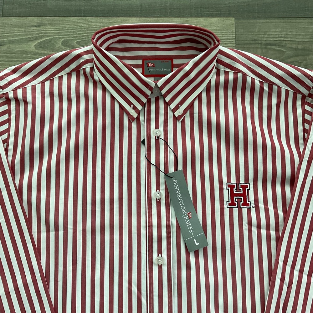 NWT Harvard Pennington & Bailes Button Down Shirt Men’s LARGE Red White Striped - Picture 3 of 10